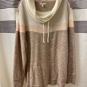 Maurices cowl neck lightweight color block sweater